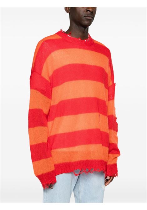 Orange distressed striped jumper - men MEMBERS OF THE RAGE | MTFW23SW053948361801